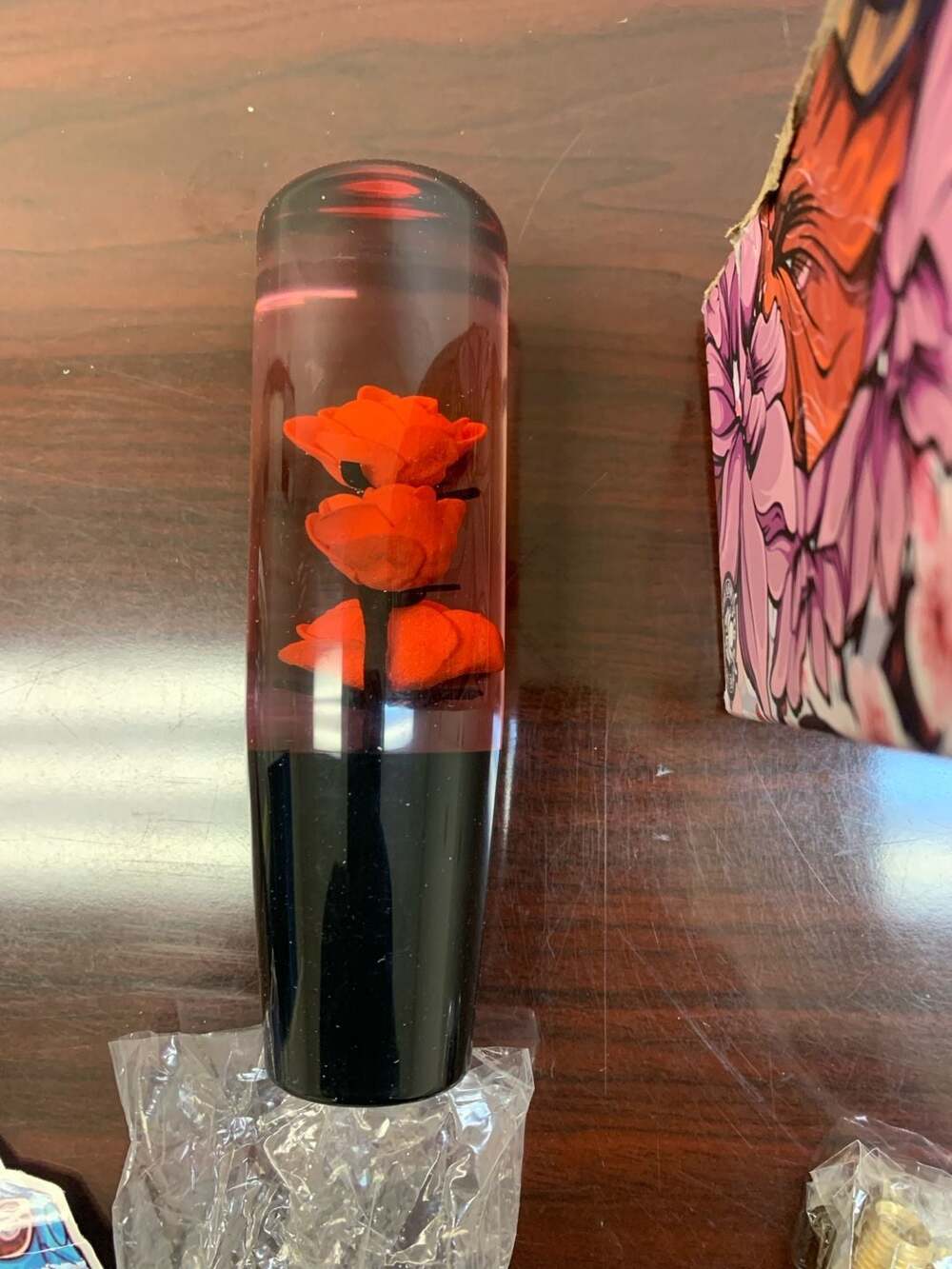 Lowered Empire Red Rose Resin Shift Knob JDM Gear Shifter